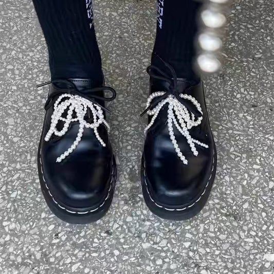 Niche Style Shoelace Accessories Bow Stringed Pearls Shoelace Buckle