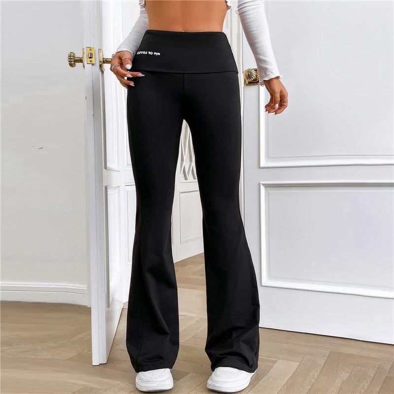 Women Micro Flared Shark Pants Leggings Slim Yoga Pants Women High Waist Wide Leg Pants Gym Sports Flared Pants Dance Trousers