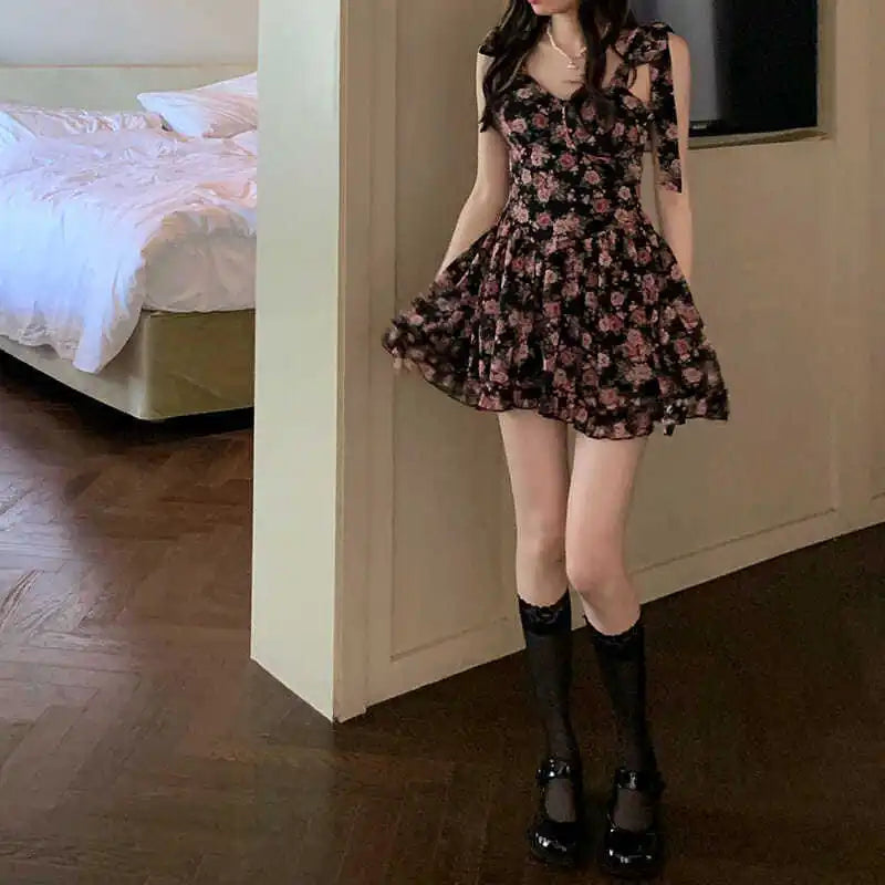 Dresses Women Print Sleeveless Sexy Ladies Clothes Party All-Match Summer Hot Sale Korean Style College Fashion Teens Popular